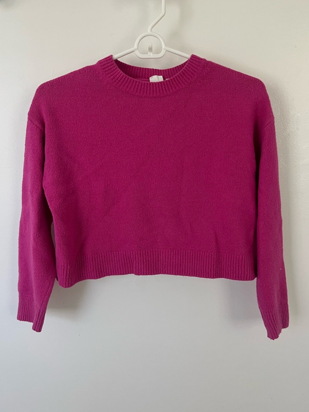 GAP Kids Bright Fuchsia Crewneck Sweater with Sweet shoulder details